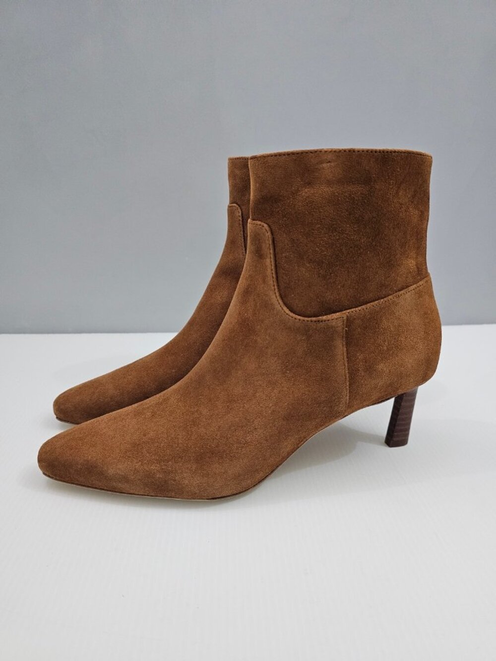 Veronica Beard Kelby Ankle Bootie Womens 8.5 Brown Suede Slim Heel Pointed Toe